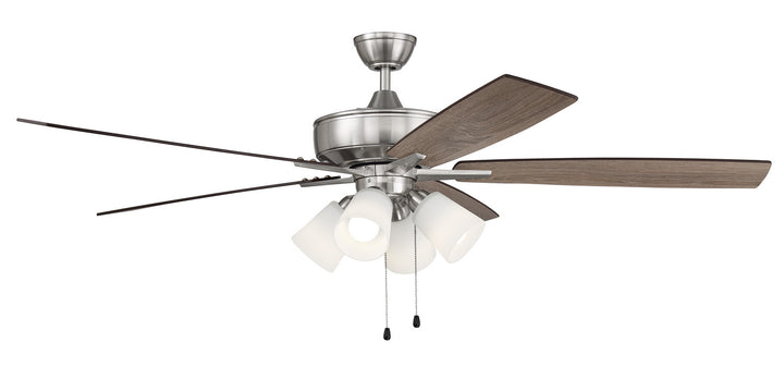 Craftmade Super Pro 114 S114BNK5-60DWGWN Ceiling Fan 60 - Brushed Polished Nickel, Driftwood/Grey Walnut/