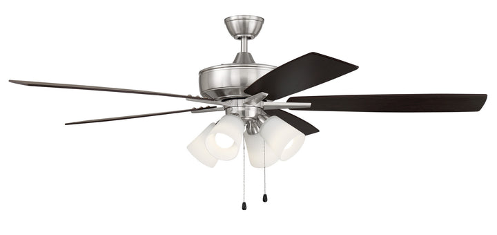 Craftmade Super Pro 114 S114BNK5-60DWGWN Ceiling Fan 60 - Brushed Polished Nickel, Driftwood/Grey Walnut/