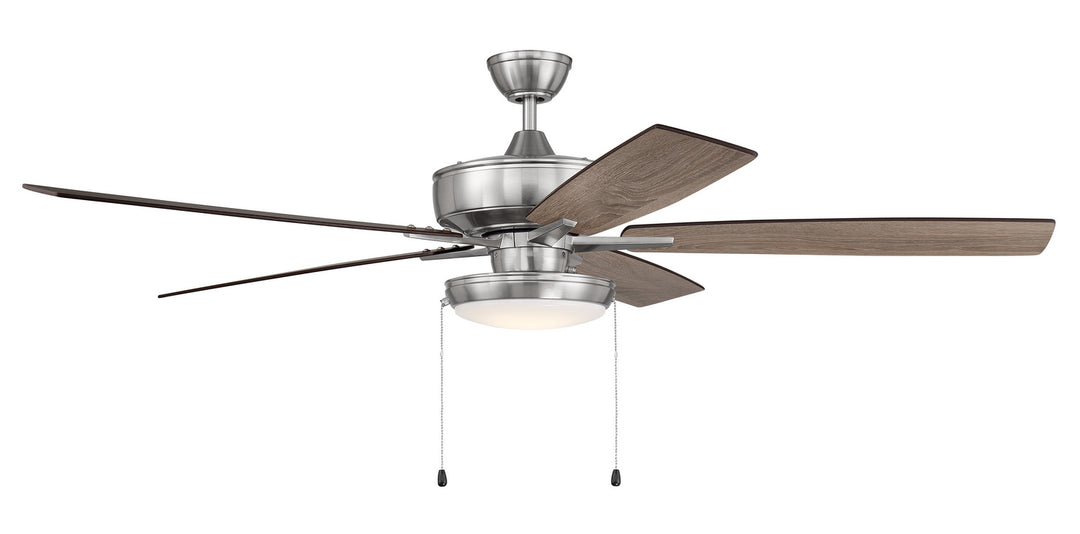 Craftmade Super Pro 119 S119BNK5-60DWGWN Ceiling Fan 60 - Brushed Polished Nickel, Driftwood/Grey Walnut/