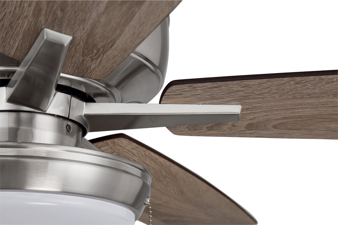 Craftmade Super Pro 119 S119BNK5-60DWGWN Ceiling Fan 60 - Brushed Polished Nickel, Driftwood/Grey Walnut/