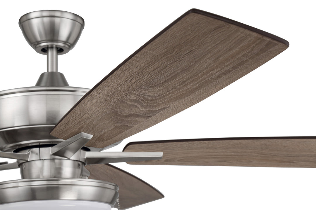 Craftmade Super Pro 119 S119BNK5-60DWGWN Ceiling Fan 60 - Brushed Polished Nickel, Driftwood/Grey Walnut/