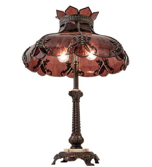 Meyda Tiffany Lighting 240466 Elizabeth Two Light Table Lamp Lamp Bronze / Dark