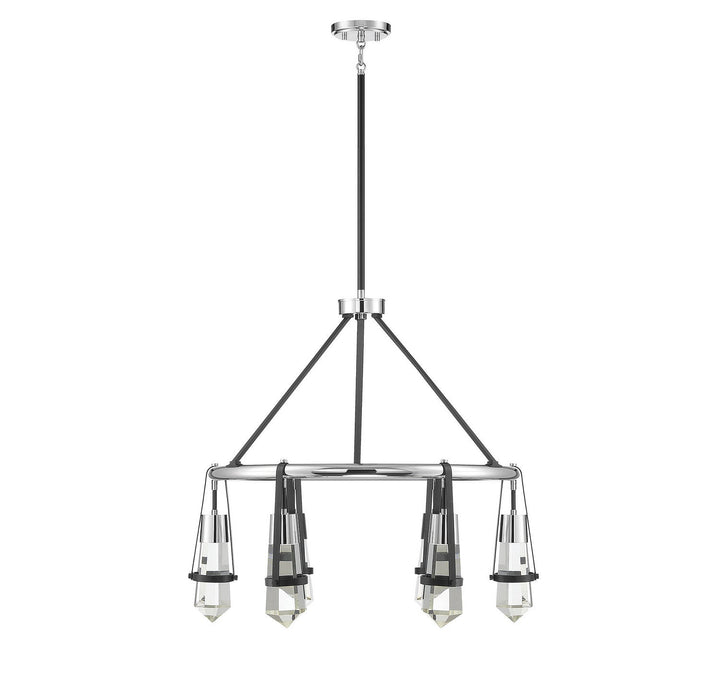 Savoy House Denali 1-7707-6-67 Chandelier Light - Matte Black with Polished Chrome Accents