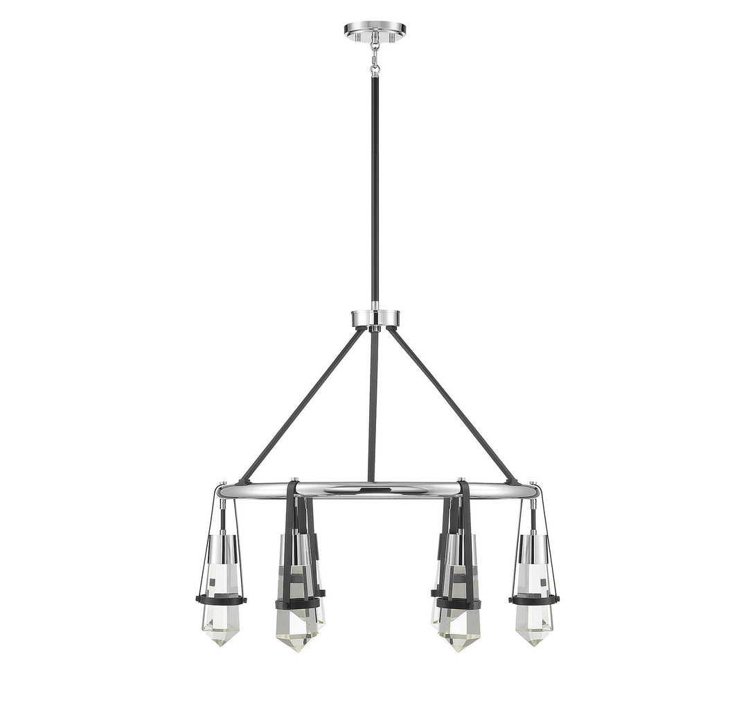 Savoy House Denali 1-7707-6-67 Chandelier Light - Matte Black with Polished Chrome Accents