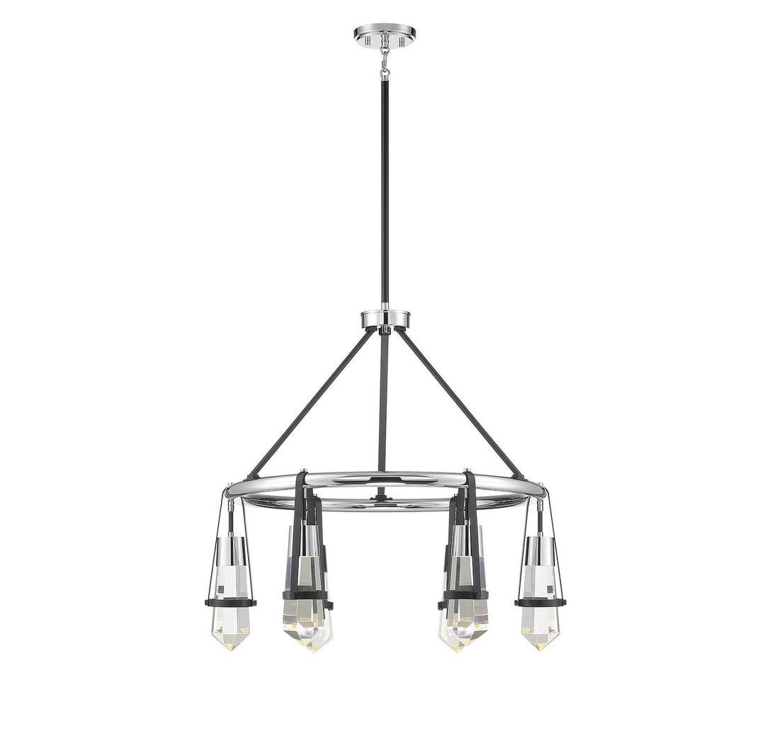 Savoy House Denali 1-7707-6-67 Chandelier Light - Matte Black with Polished Chrome Accents