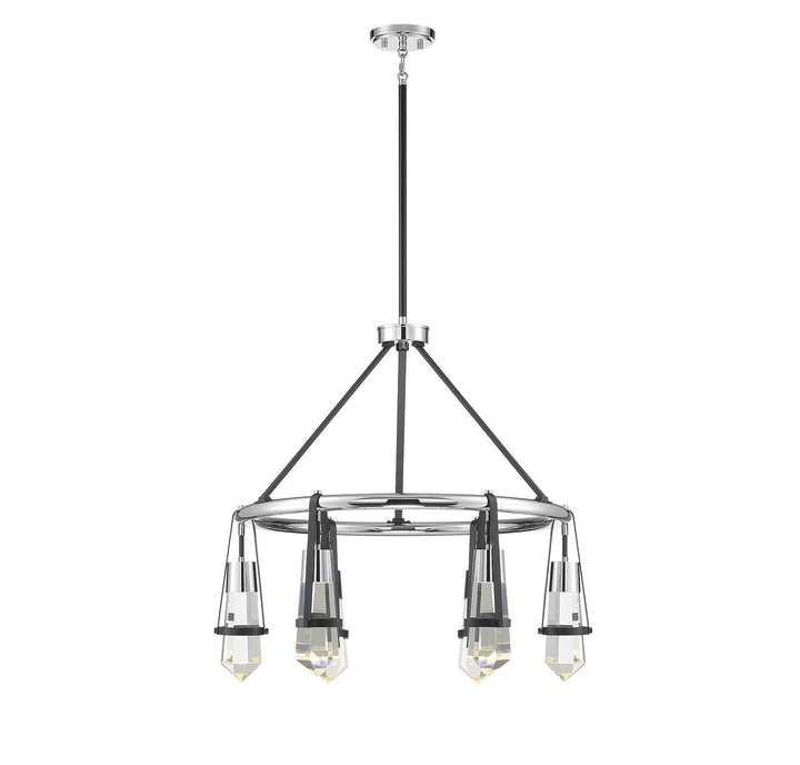 Savoy House Denali 1-7707-6-67 Chandelier Light - Matte Black with Polished Chrome Accents