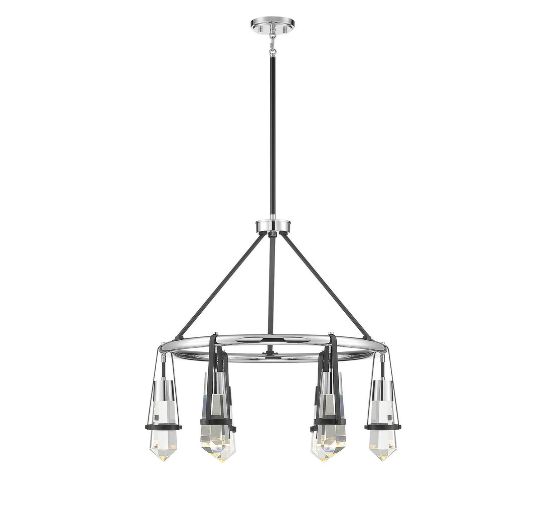 Savoy House Denali 1-7707-6-67 Chandelier Light - Matte Black with Polished Chrome Accents