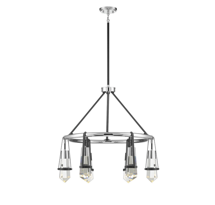 Savoy House Denali 1-7707-6-67 Chandelier Light - Matte Black with Polished Chrome Accents