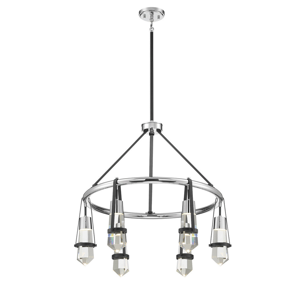 Savoy House Denali 1-7707-6-67 Chandelier Light - Matte Black with Polished Chrome Accents
