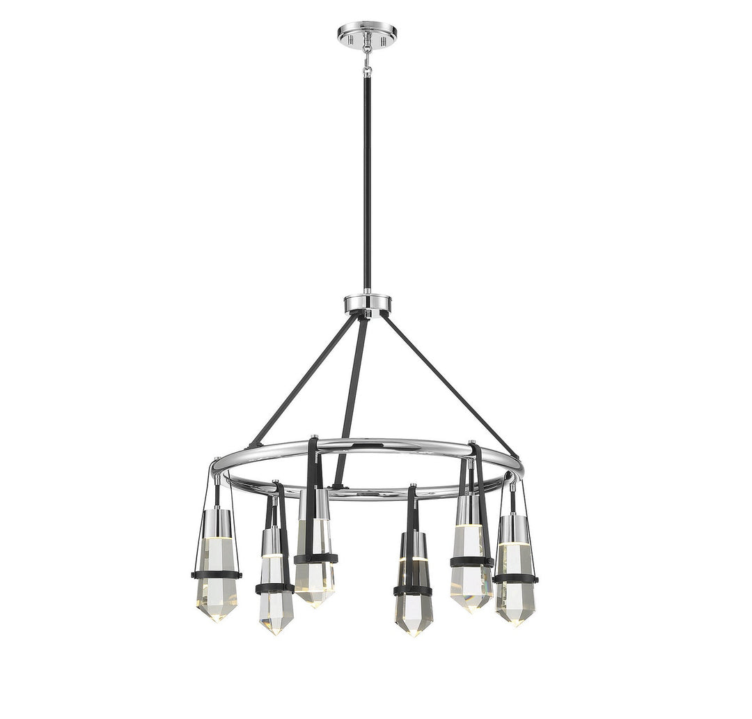 Savoy House Denali 1-7707-6-67 Chandelier Light - Matte Black with Polished Chrome Accents