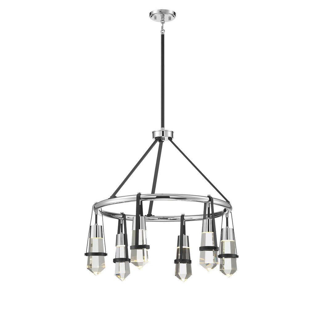 Savoy House Denali 1-7707-6-67 Chandelier Light - Matte Black with Polished Chrome Accents