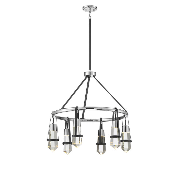 Savoy House Denali 1-7707-6-67 Chandelier Light - Matte Black with Polished Chrome Accents
