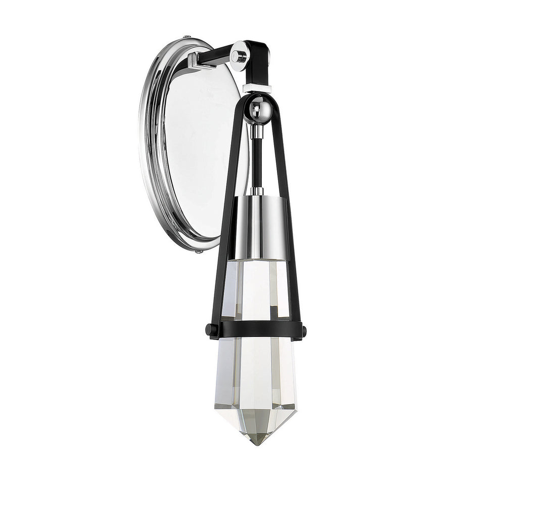 Savoy House Denali 9-7709-1-67 Wall Sconce Light - Matte Black with Polished Chrome Accents