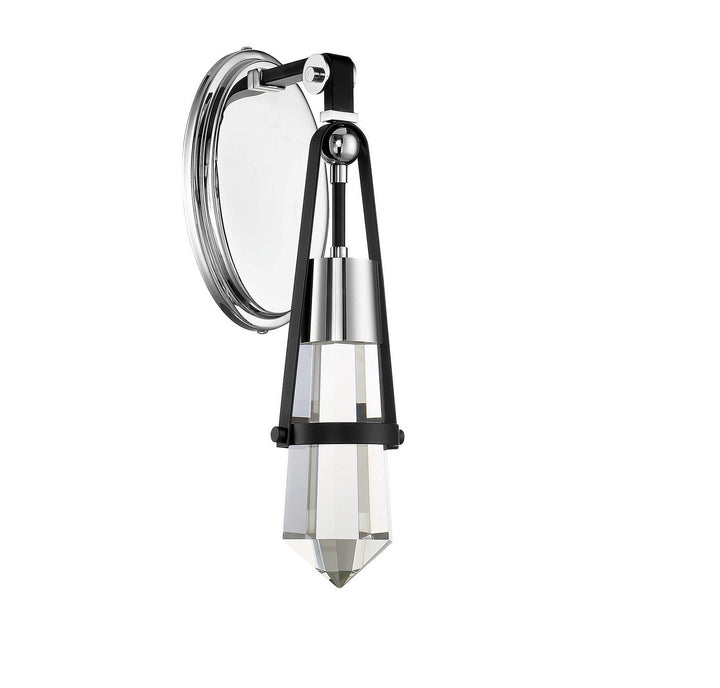 Savoy House Denali 9-7709-1-67 Wall Sconce Light - Matte Black with Polished Chrome Accents