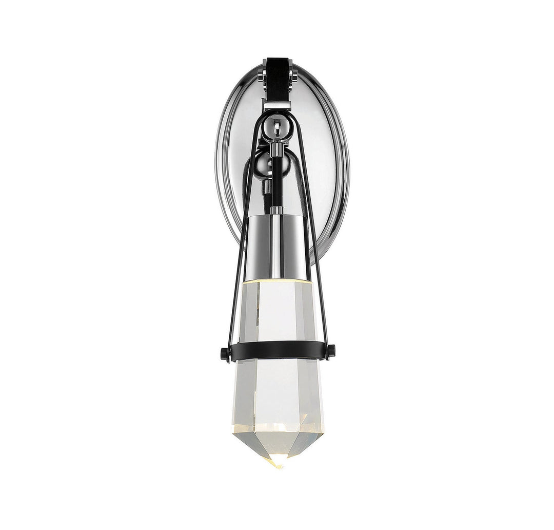 Savoy House Denali 9-7709-1-67 Wall Sconce Light - Matte Black with Polished Chrome Accents