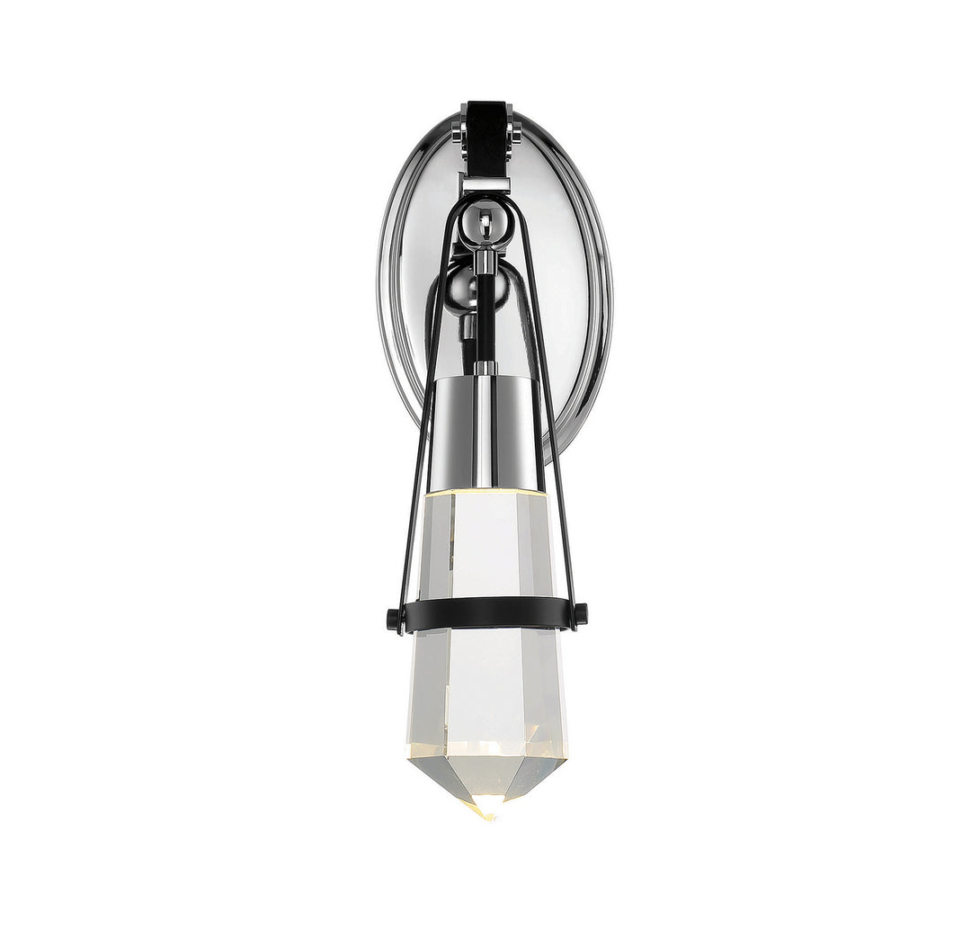 Savoy House Denali 9-7709-1-67 Wall Sconce Light - Matte Black with Polished Chrome Accents