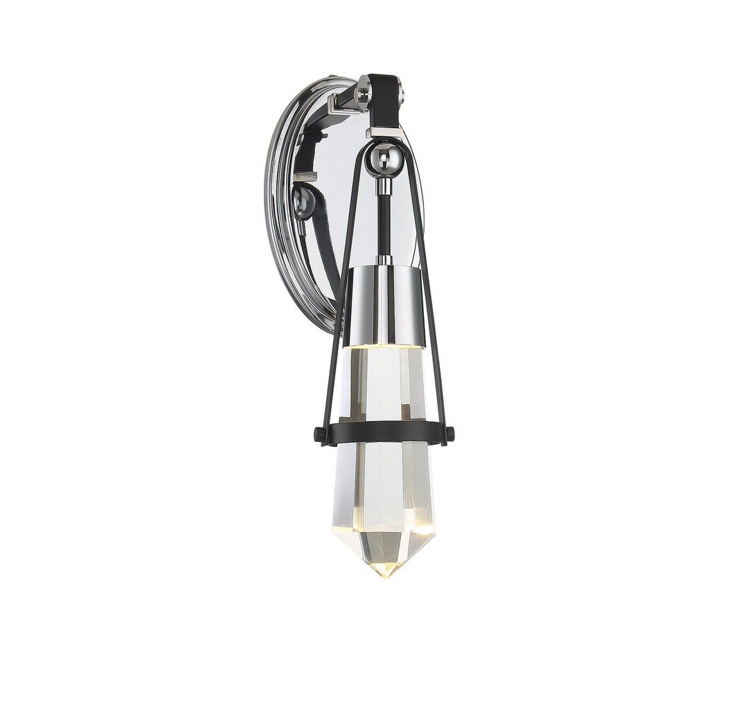 Savoy House Denali 9-7709-1-67 Wall Sconce Light - Matte Black with Polished Chrome Accents