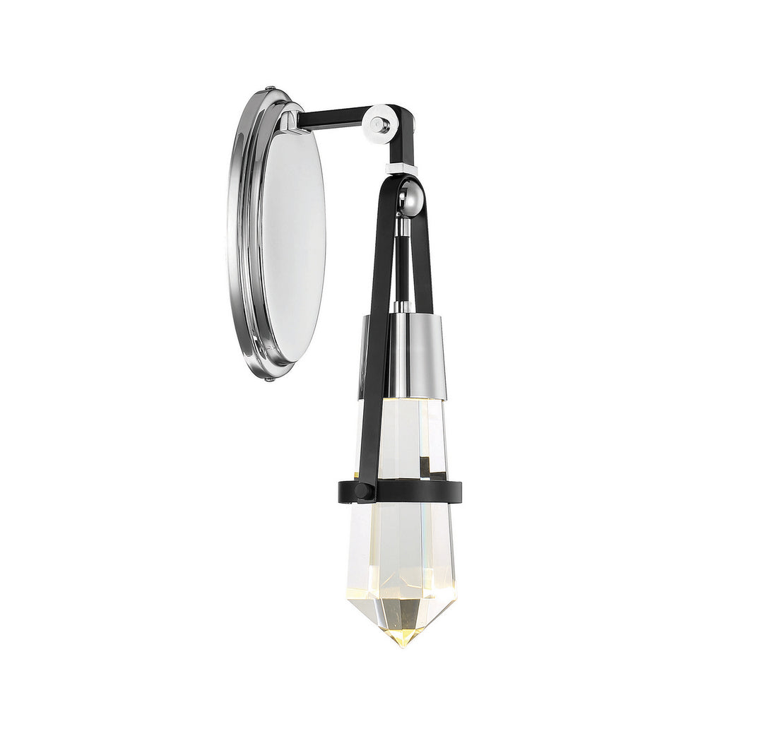 Savoy House Denali 9-7709-1-67 Wall Sconce Light - Matte Black with Polished Chrome Accents