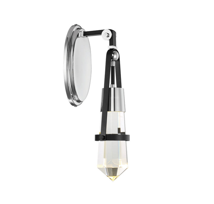 Savoy House Denali 9-7709-1-67 Wall Sconce Light - Matte Black with Polished Chrome Accents