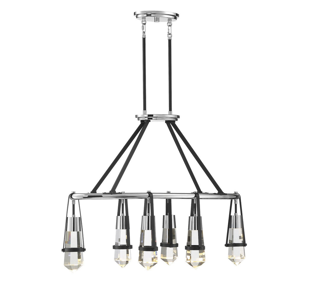 Savoy House Denali 1-7708-6-67 Pendant Light - Matte Black with Polished Chrome Accents