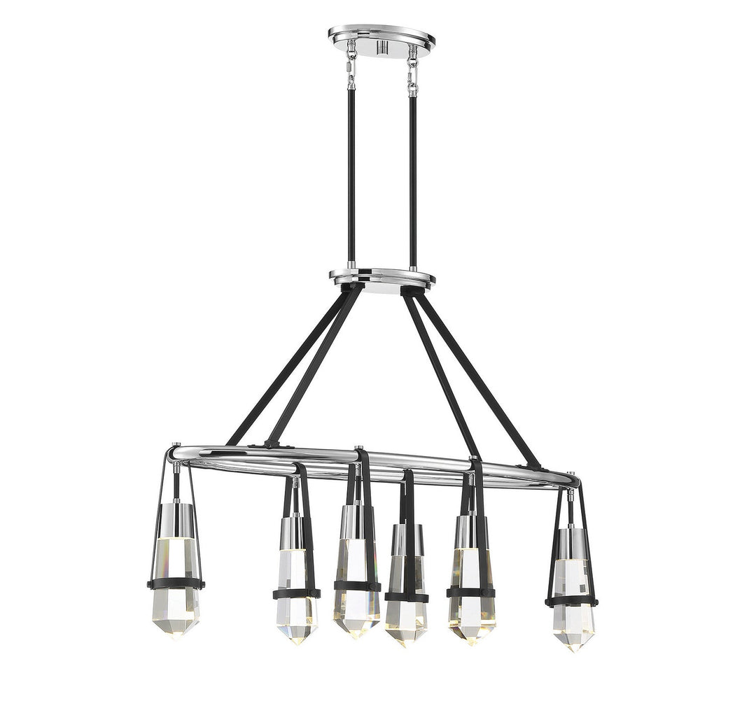Savoy House Denali 1-7708-6-67 Pendant Light - Matte Black with Polished Chrome Accents