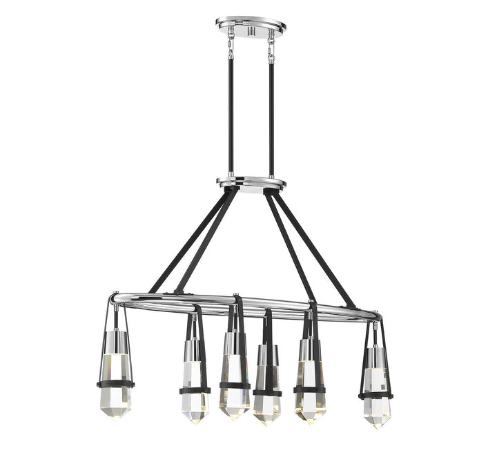 Savoy House Denali 1-7708-6-67 Pendant Light - Matte Black with Polished Chrome Accents