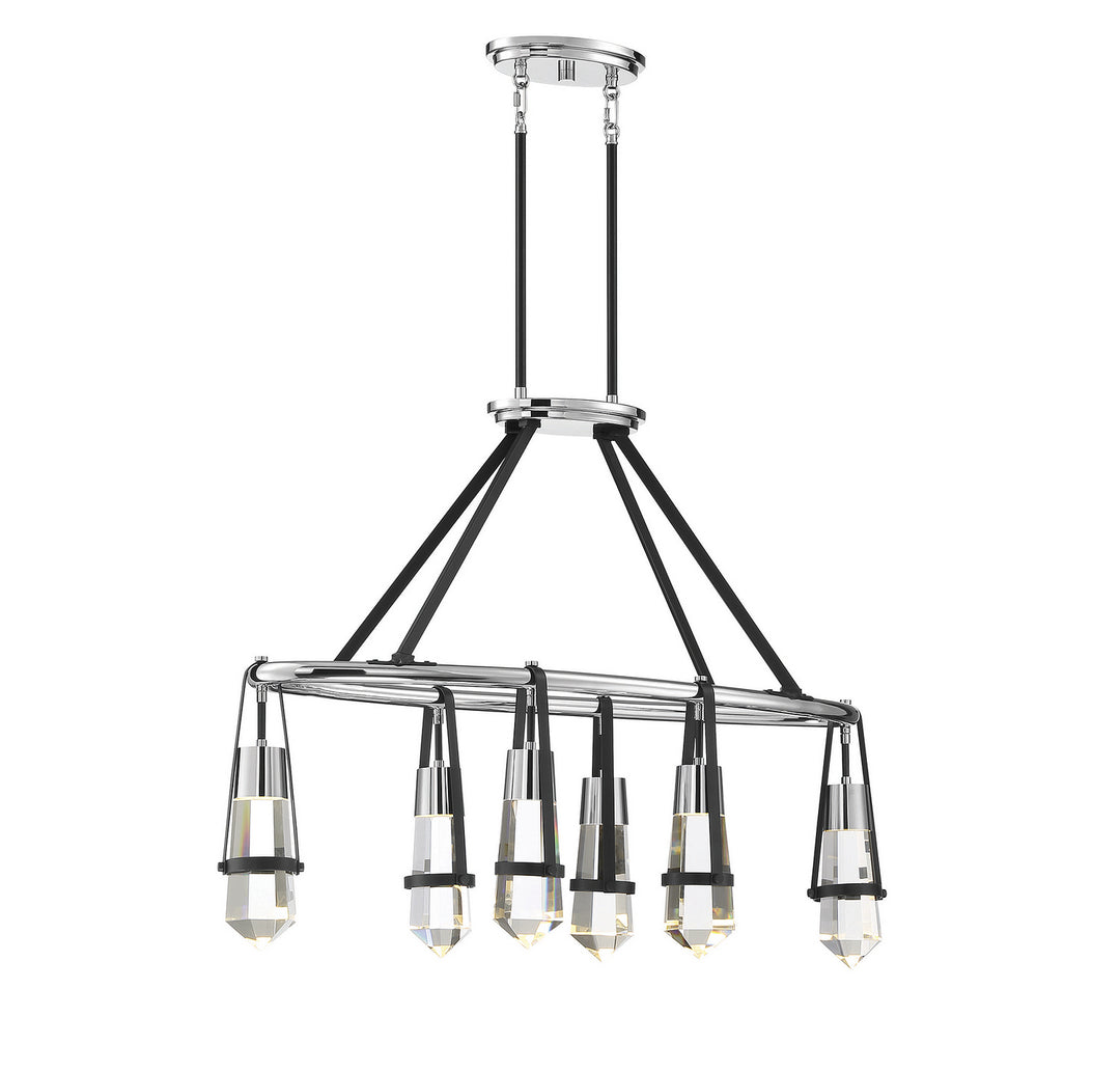 Savoy House Denali 1-7708-6-67 Pendant Light - Matte Black with Polished Chrome Accents