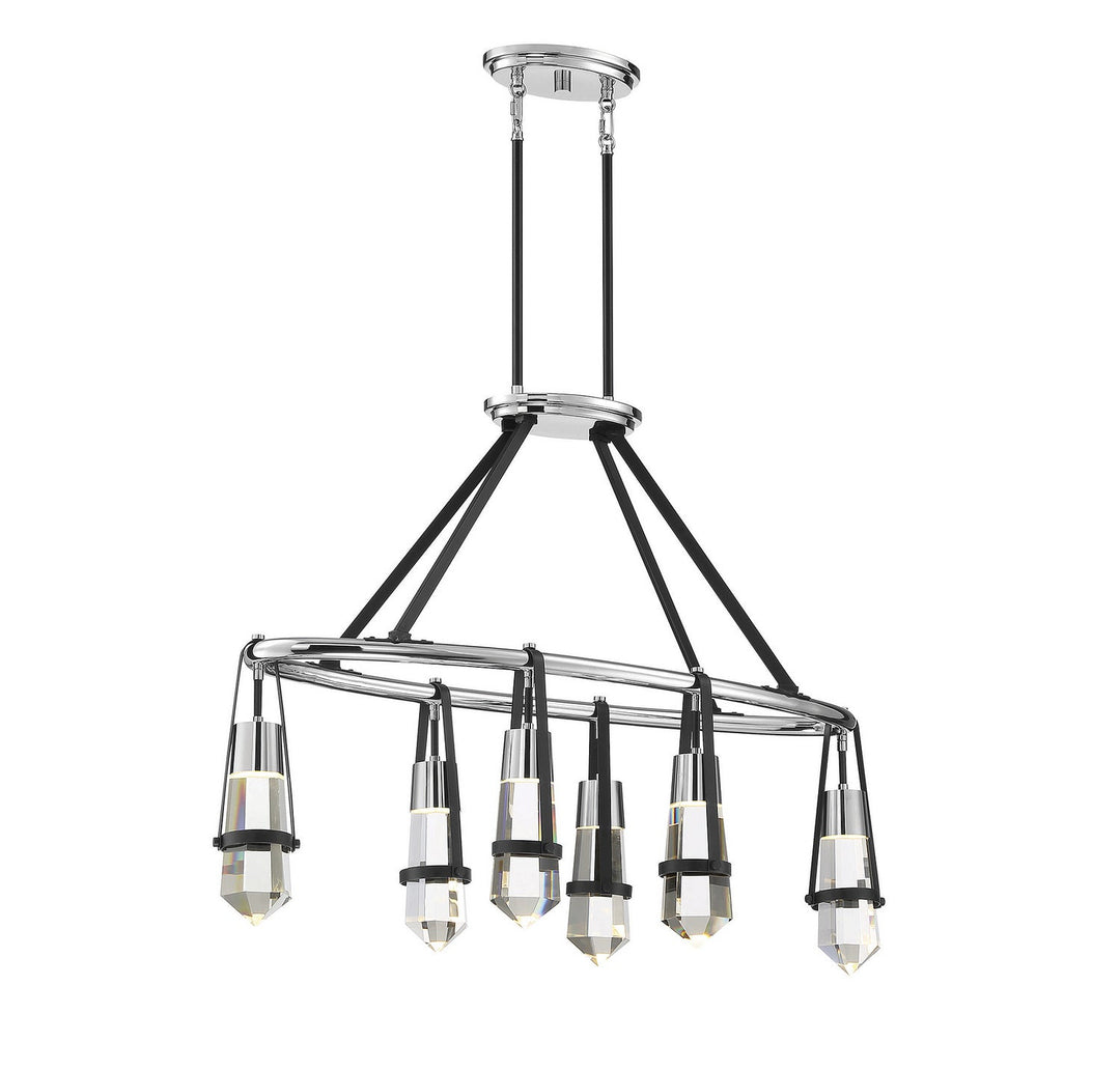 Savoy House Denali 1-7708-6-67 Pendant Light - Matte Black with Polished Chrome Accents