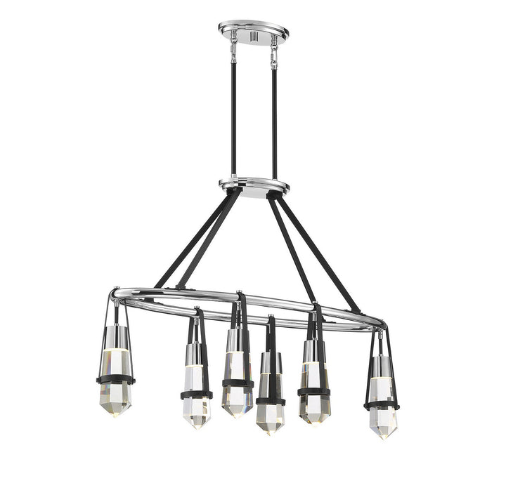 Savoy House Denali 1-7708-6-67 Pendant Light - Matte Black with Polished Chrome Accents