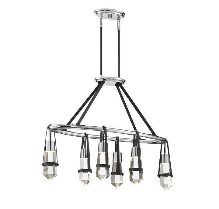 Savoy House Denali 1-7708-6-67 Pendant Light - Matte Black with Polished Chrome Accents