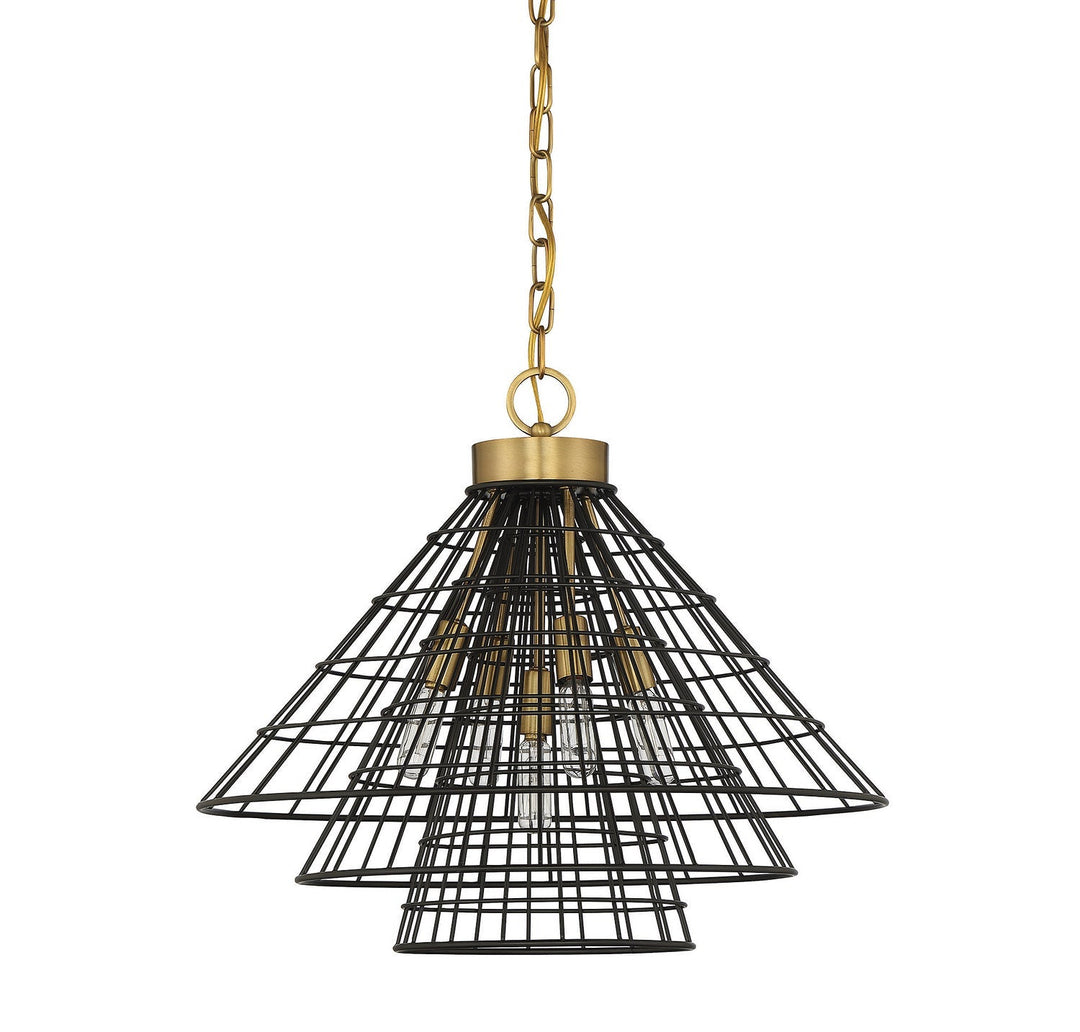 Savoy House Lenox 7-8850-5-143 Pendant Light - Black with Warm Brass Accents