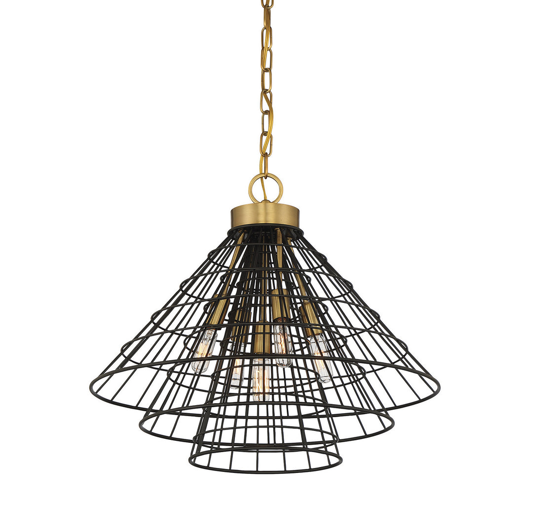 Savoy House Lenox 7-8850-5-143 Pendant Light - Black with Warm Brass Accents