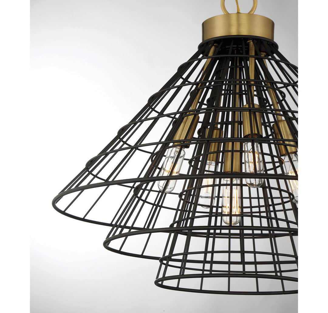 Savoy House Lenox 7-8850-5-143 Pendant Light - Black with Warm Brass Accents