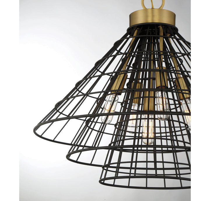 Savoy House Lenox 7-8850-5-143 Pendant Light - Black with Warm Brass Accents