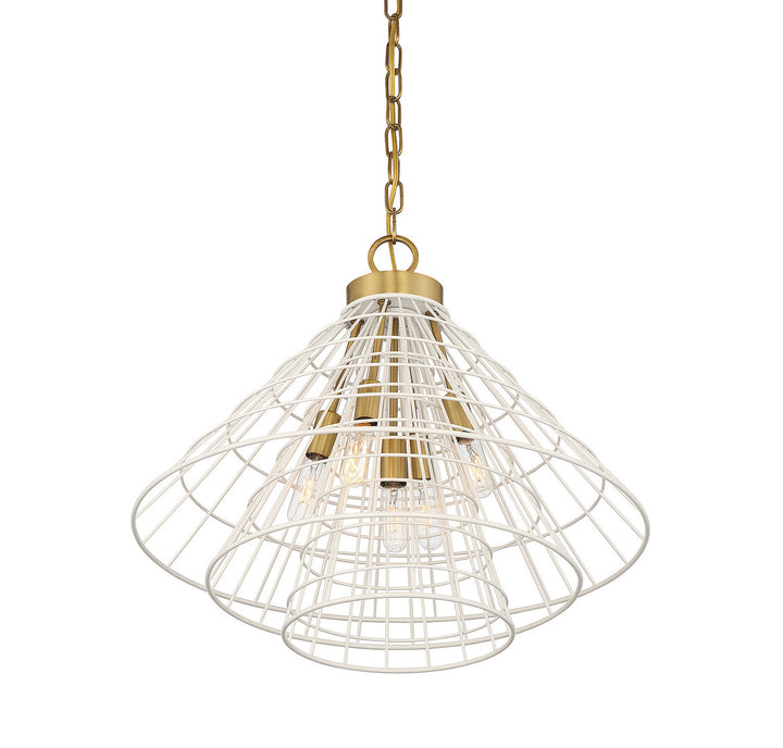 Savoy House Lenox 7-8850-5-142 Pendant Light - White with Warm Brass Accents