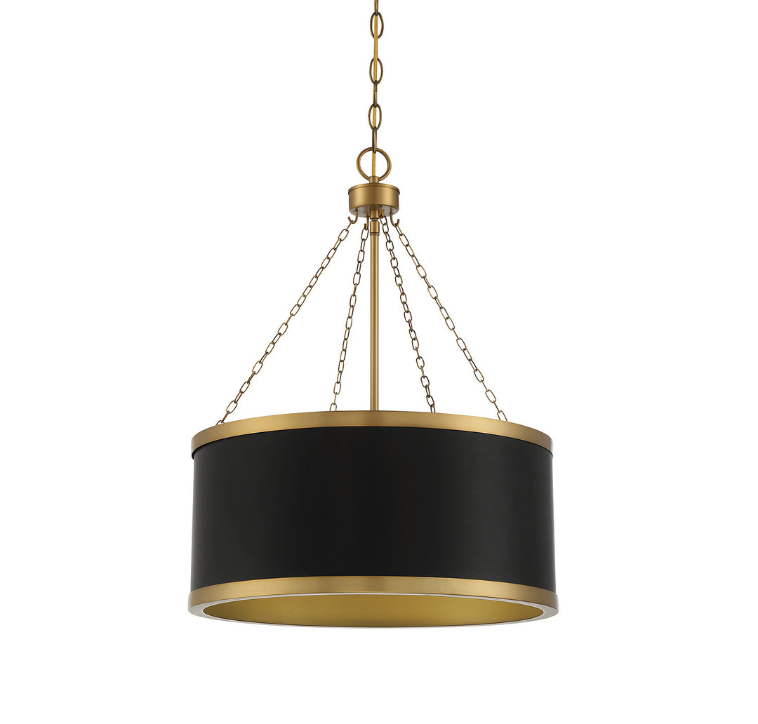 Savoy House Delphi 7-188-6-143 Pendant Light - Black with Warm Brass Accents