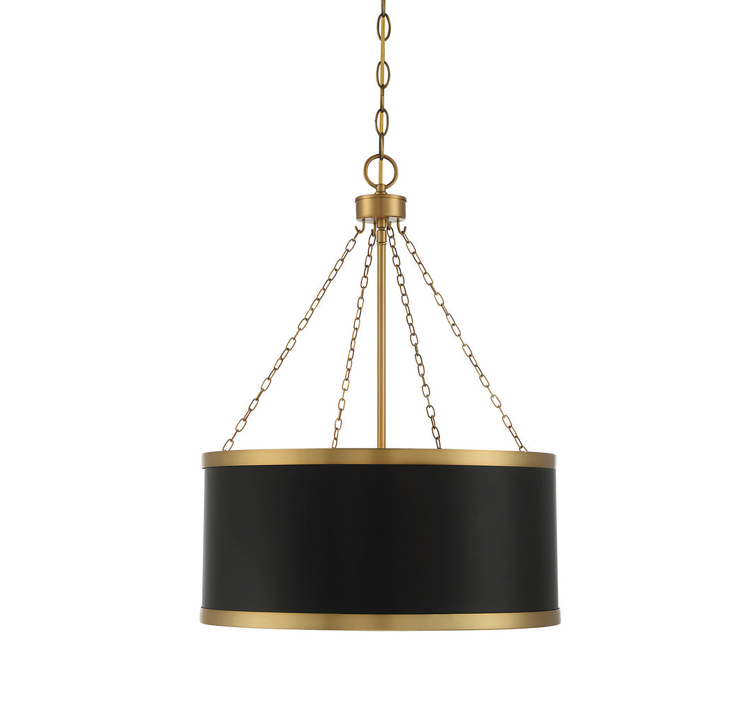 Savoy House Delphi 7-188-6-143 Pendant Light - Black with Warm Brass Accents