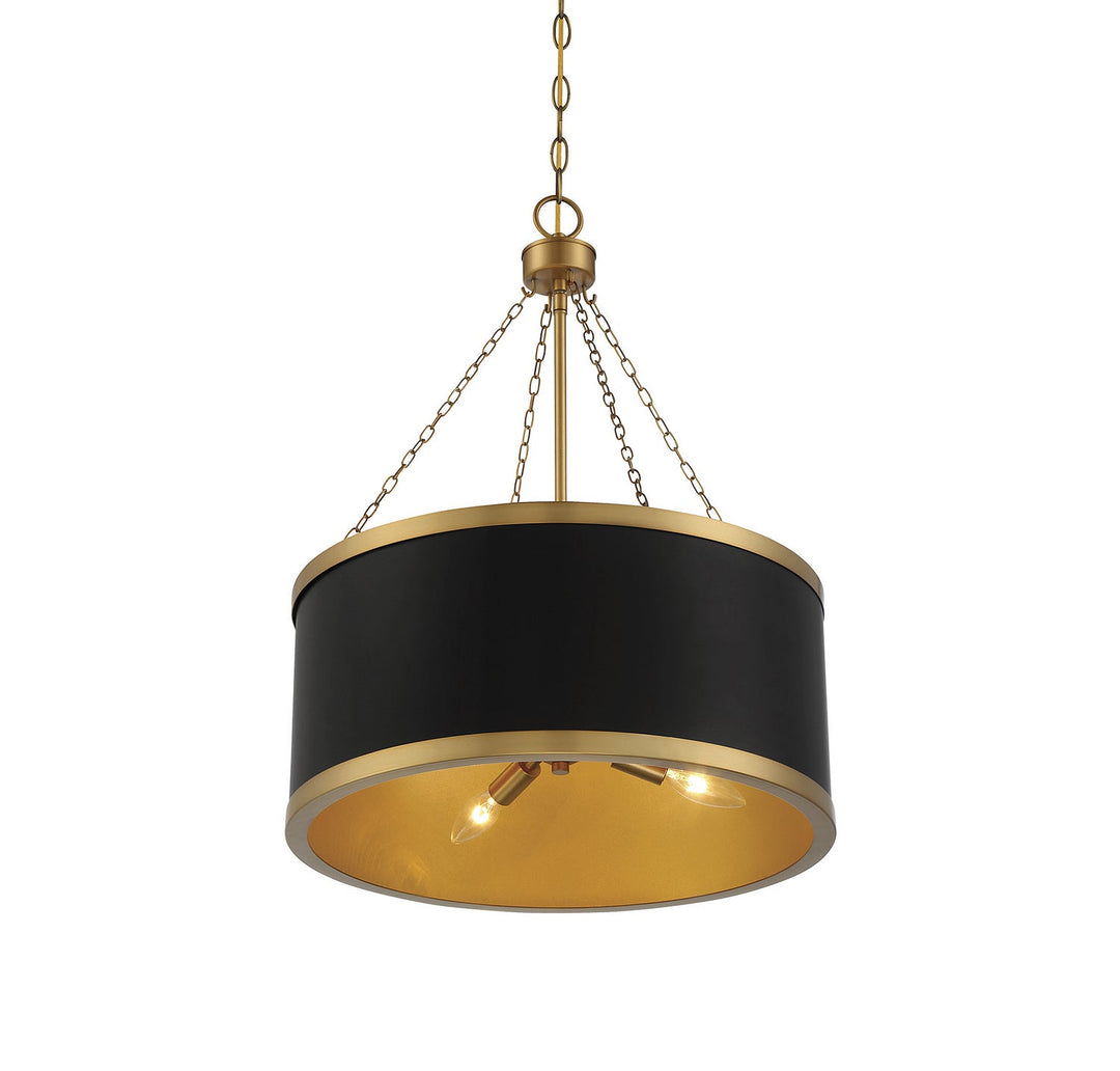 Savoy House Delphi 7-188-6-143 Pendant Light - Black with Warm Brass Accents