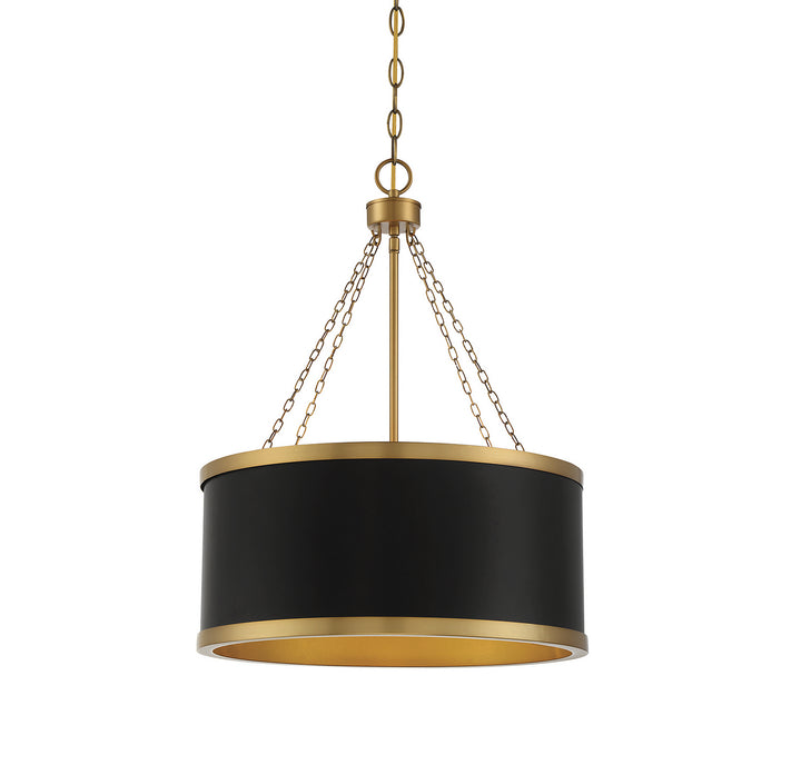 Savoy House Delphi 7-188-6-143 Pendant Light - Black with Warm Brass Accents