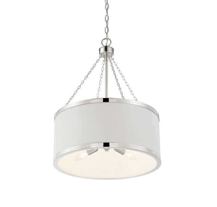 Savoy House Delphi 7-188-6-172 Pendant Light - White with Polished Nickel Acccents