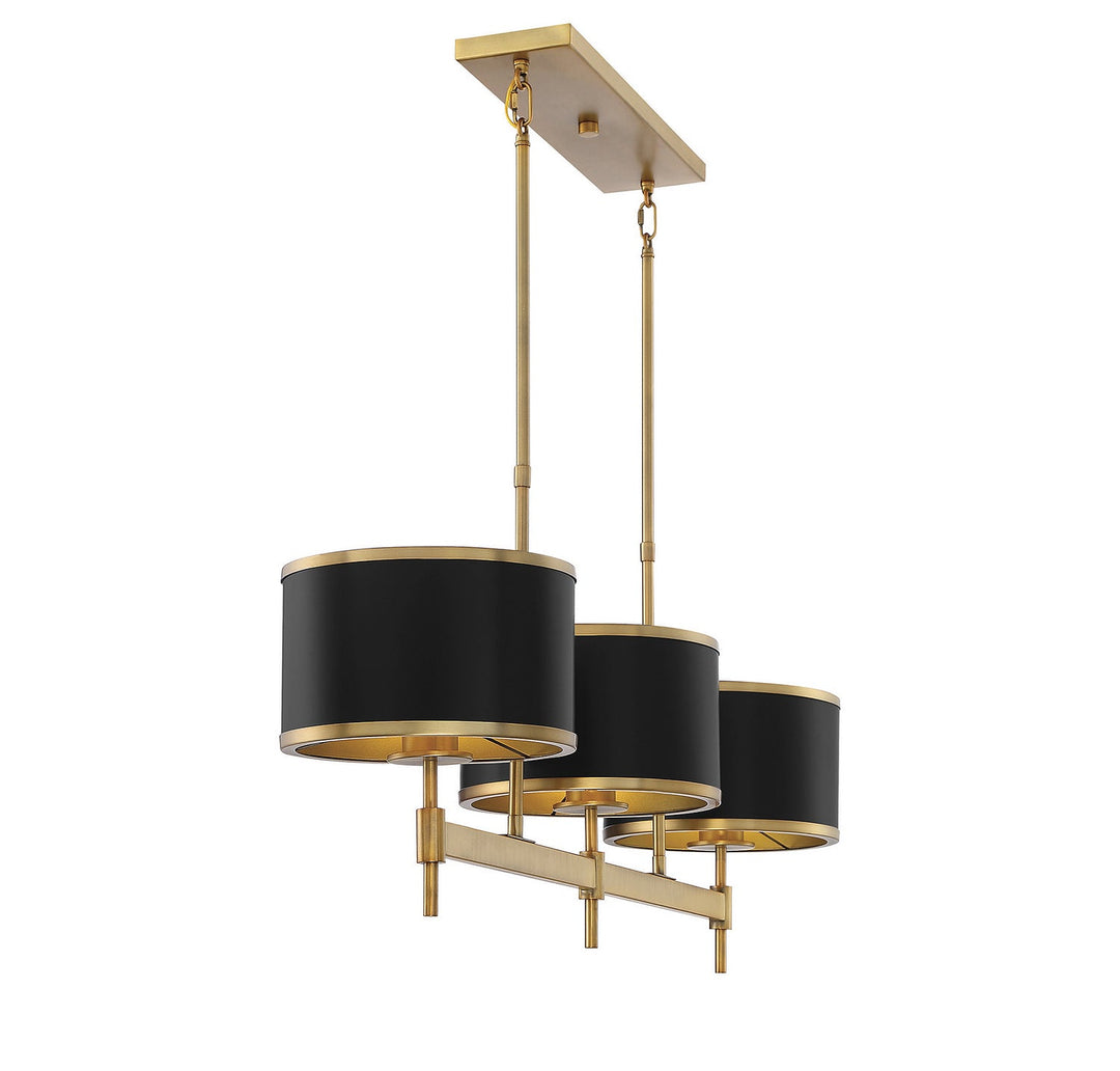 Savoy House Delphi 1-187-3-143 Pendant Light - Black with Warm Brass Accents