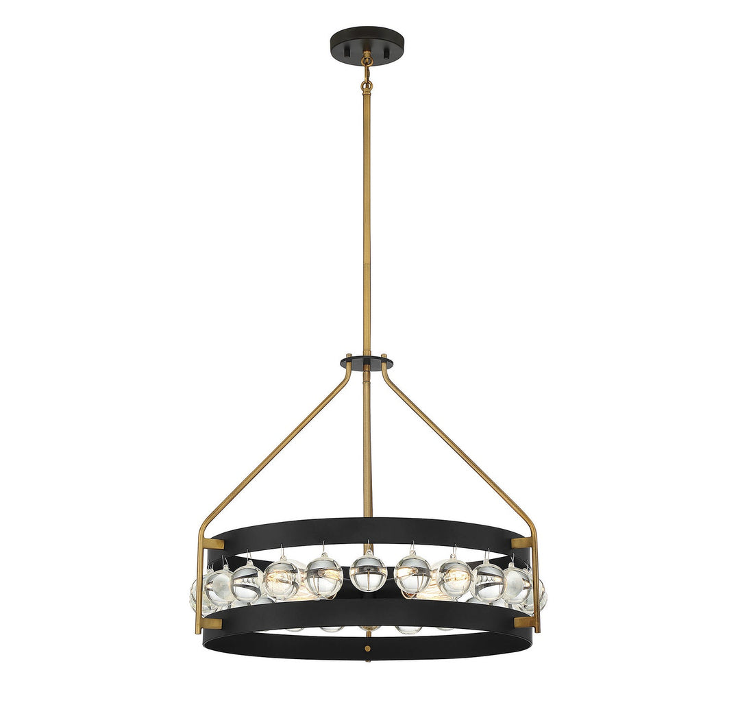 Savoy House Edina 7-192-4-143 Pendant Light - Black with Warm Brass Accents