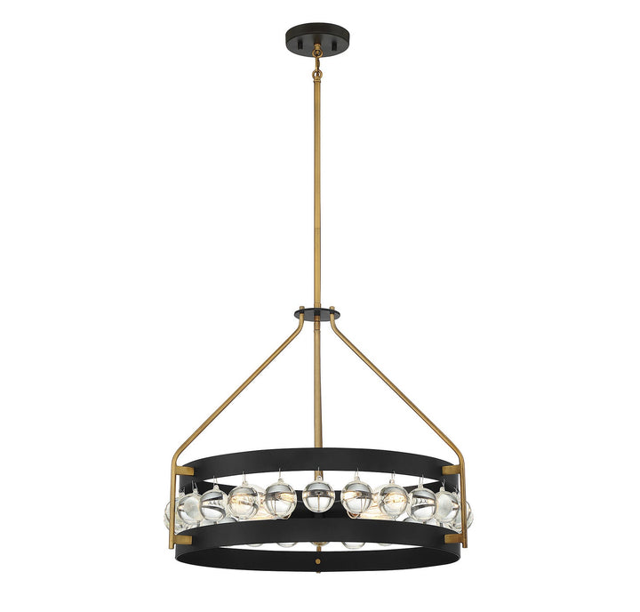 Savoy House Edina 7-192-4-143 Pendant Light - Black with Warm Brass Accents