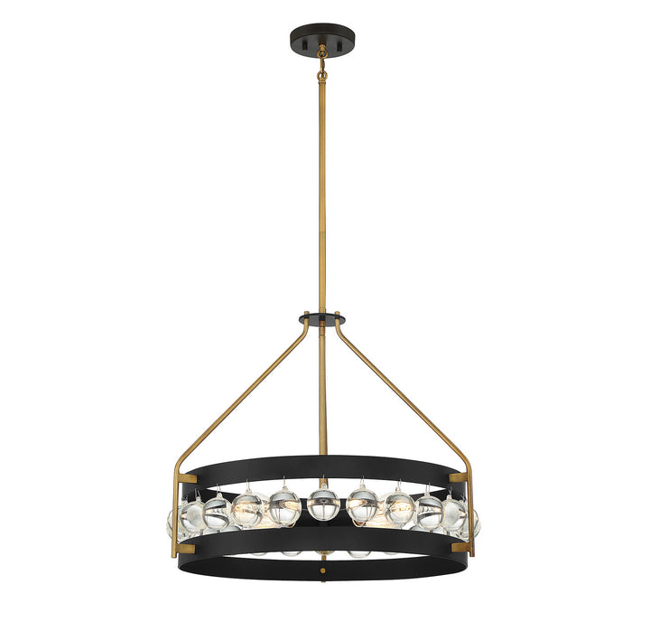 Savoy House Edina 7-192-4-143 Pendant Light - Black with Warm Brass Accents