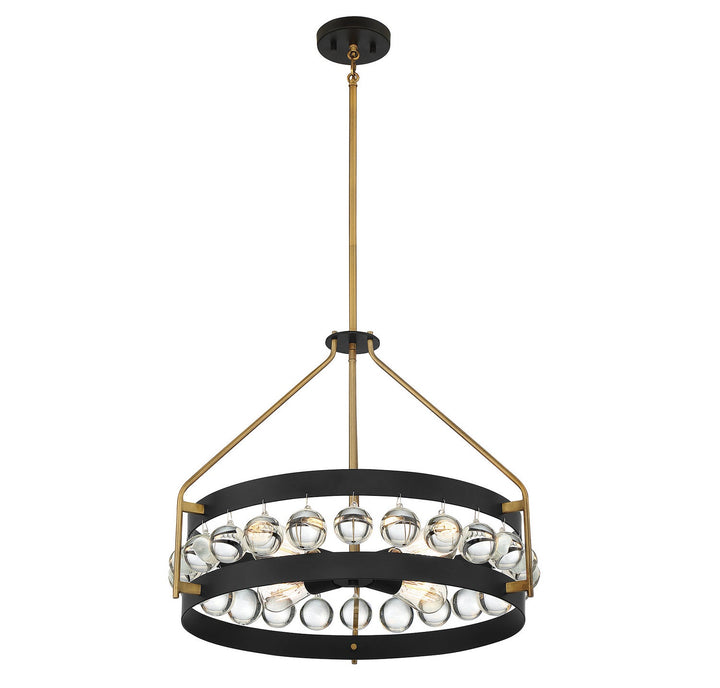 Savoy House Edina 7-192-4-143 Pendant Light - Black with Warm Brass Accents
