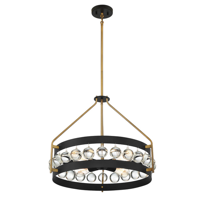 Savoy House Edina 7-192-4-143 Pendant Light - Black with Warm Brass Accents
