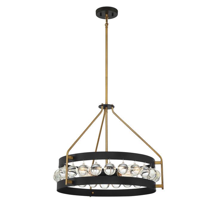 Savoy House Edina 7-192-4-143 Pendant Light - Black with Warm Brass Accents