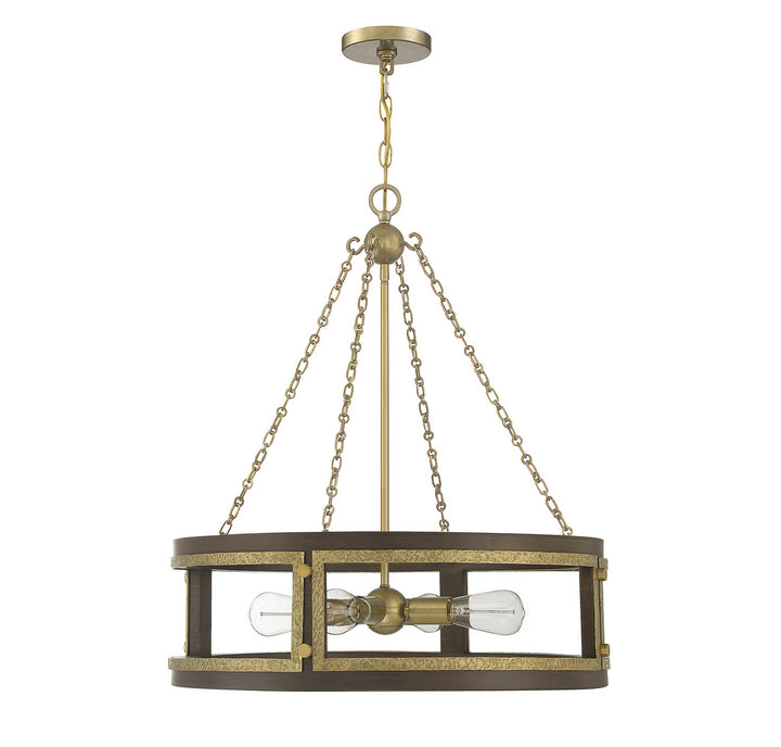 Savoy House Lakefield 1-1490-4-170 Chandelier Light - Burnished Brass with Walnut