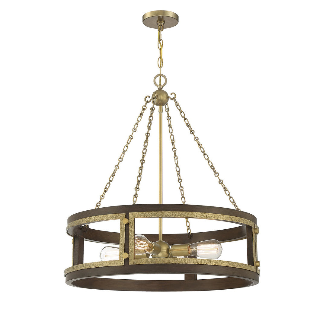 Savoy House Lakefield 1-1490-4-170 Chandelier Light - Burnished Brass with Walnut