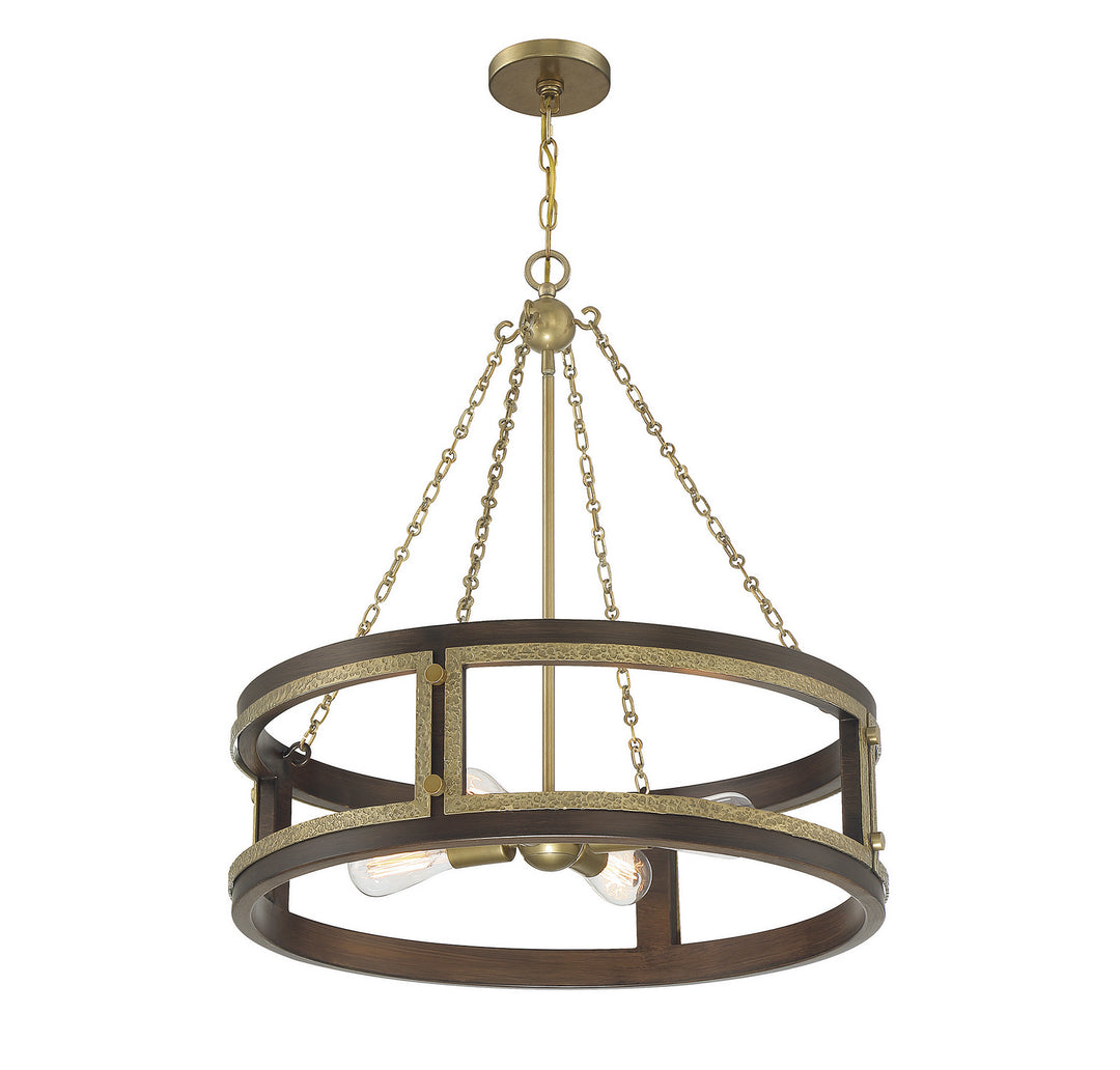 Savoy House Lakefield 1-1490-4-170 Chandelier Light - Burnished Brass with Walnut